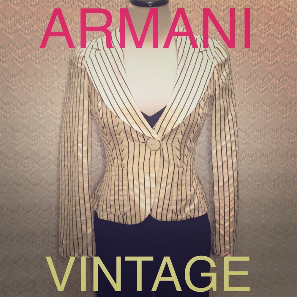 Armani Collezioni Black stripped silk blazer